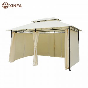 10 \\\\ \'x 13 \\\\\' Pergola de cenador suave suave al aire libre con cortinas, cenador de marco de acero de 2niveles para patio, crema blanco