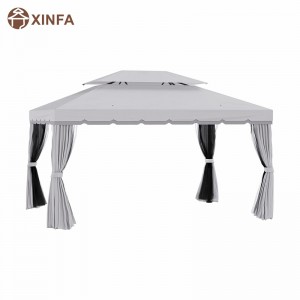 10 \\\\ \'x 13 \\\\\' Gazebo Gazebo Techo doble Gazebo Gazebo Canopy Refugio con redes&cortinas, gris