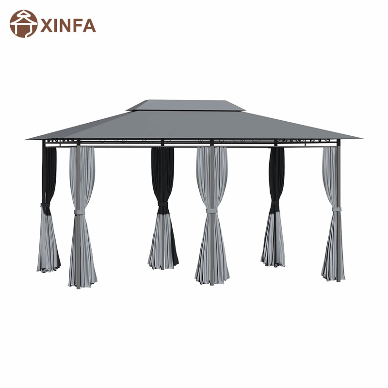 10 \\\\ \'x 13 \\\\\' 2 de acero de acero Gazebo para el patio Soft Top Gazebo Pergola al aire libre con cortinas, Sabio Gray
